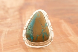 Genuine Boulder Turquoise Sterling Silver Navajo Ring
